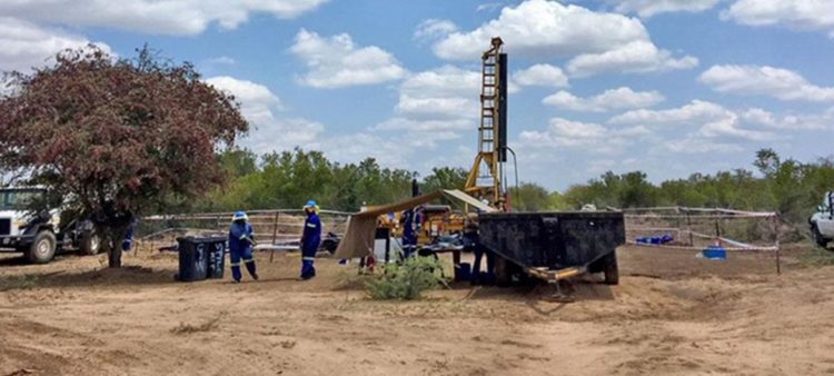 Drill rig operations in typical Kalahari terrain